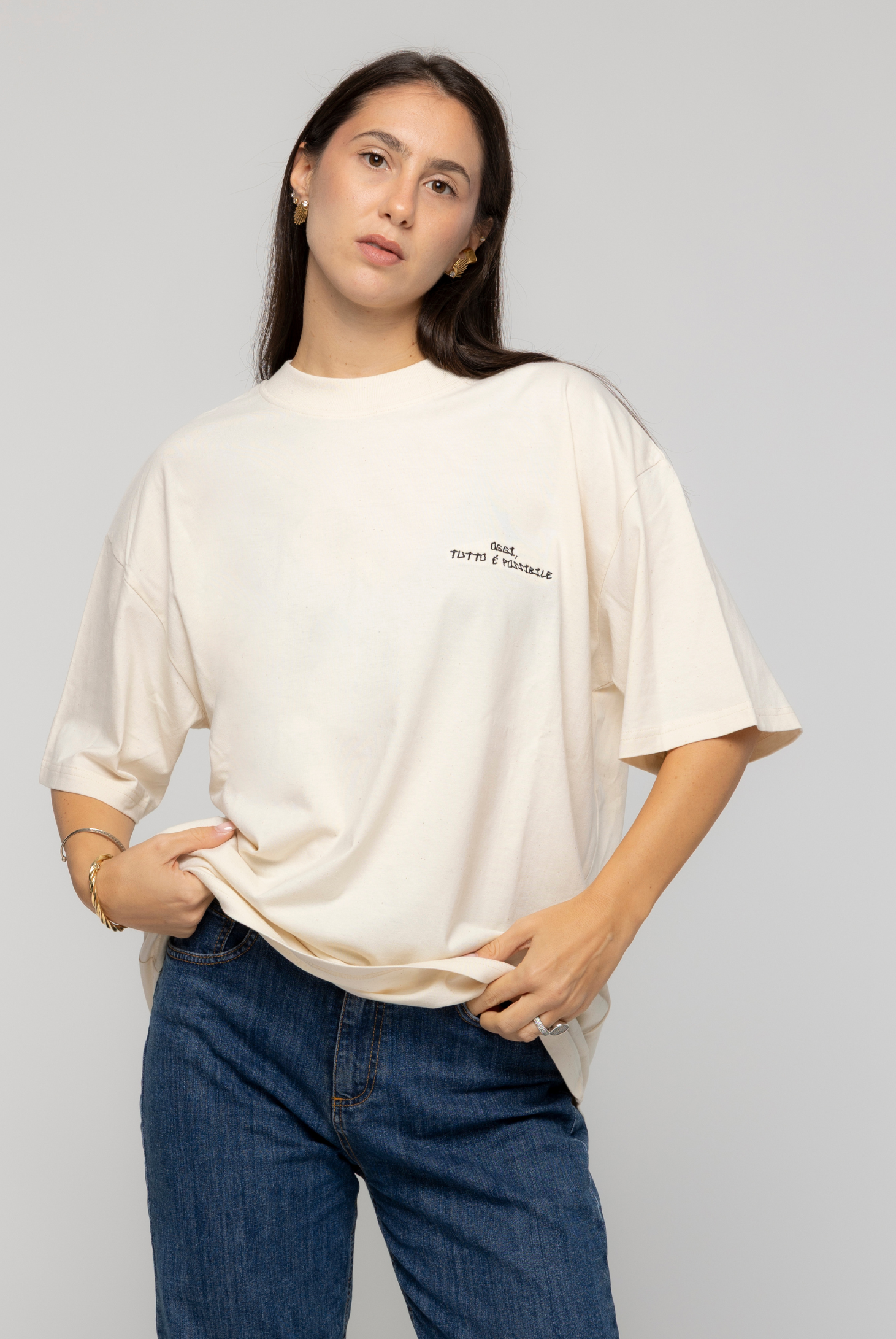 T-Shirt Natural Raw Ricamata - Giorgia Fratta