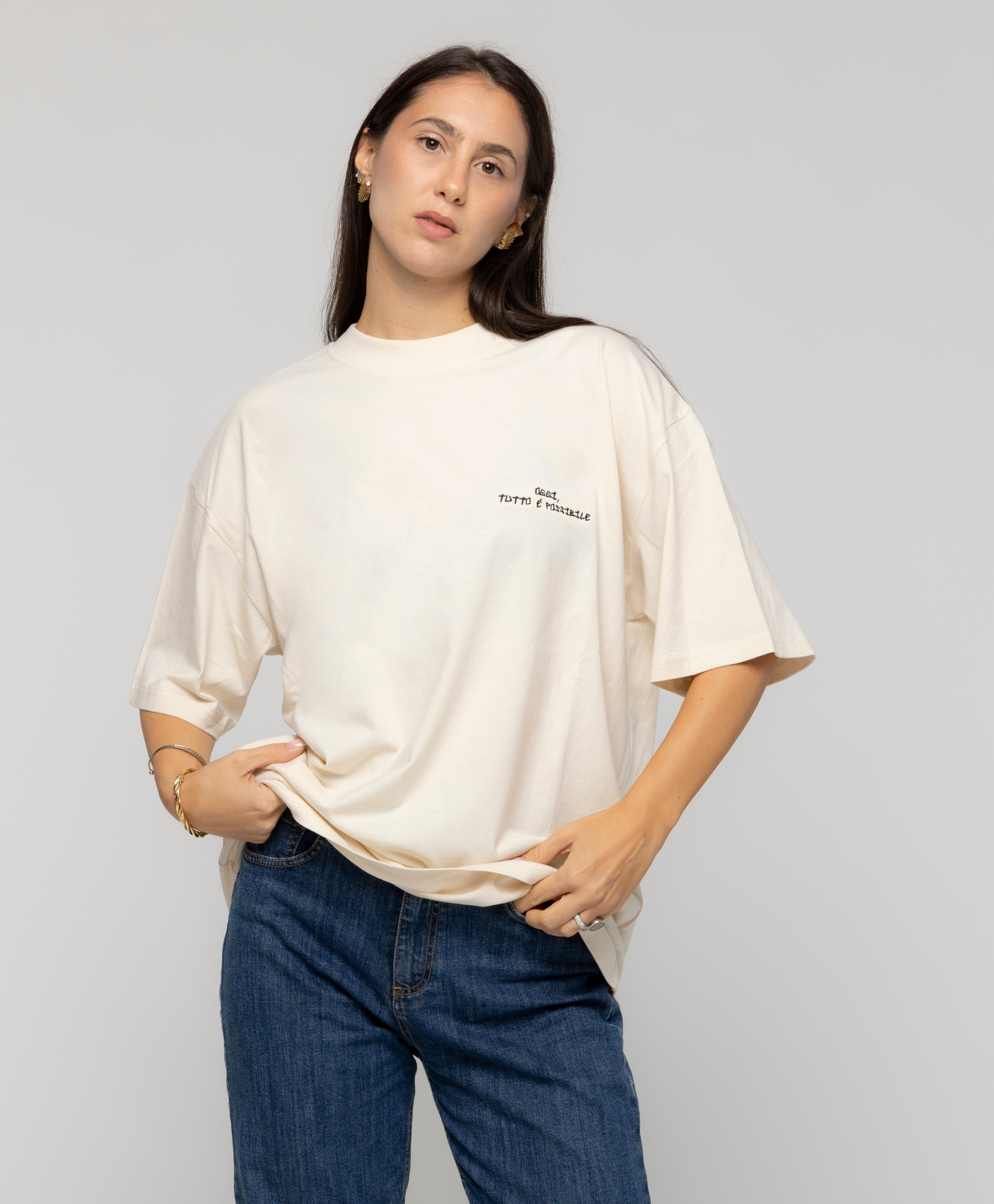 T-Shirt Natural Raw Ricamata - Giorgia Fratta