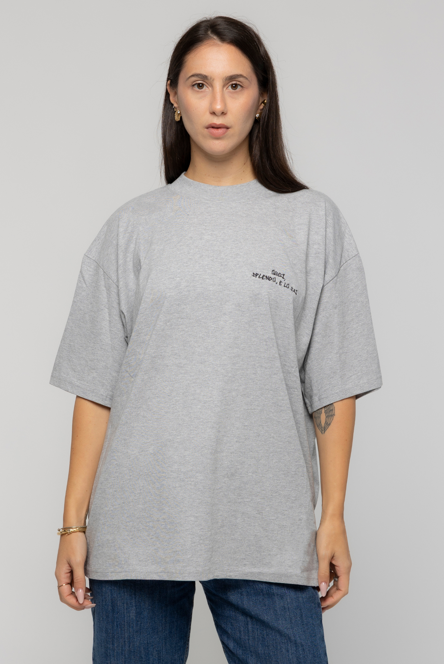 T-Shirt Grigia Ricamata - Giorgia Fratta