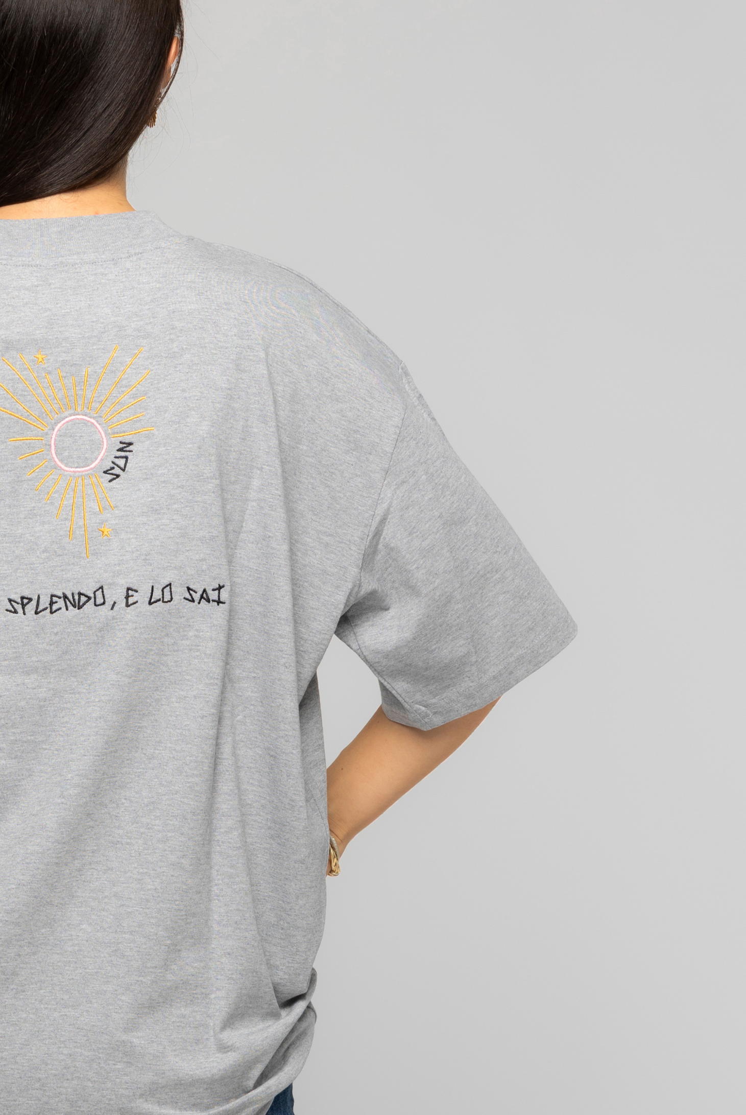 T-Shirt Grigia Ricamata - Giorgia Fratta