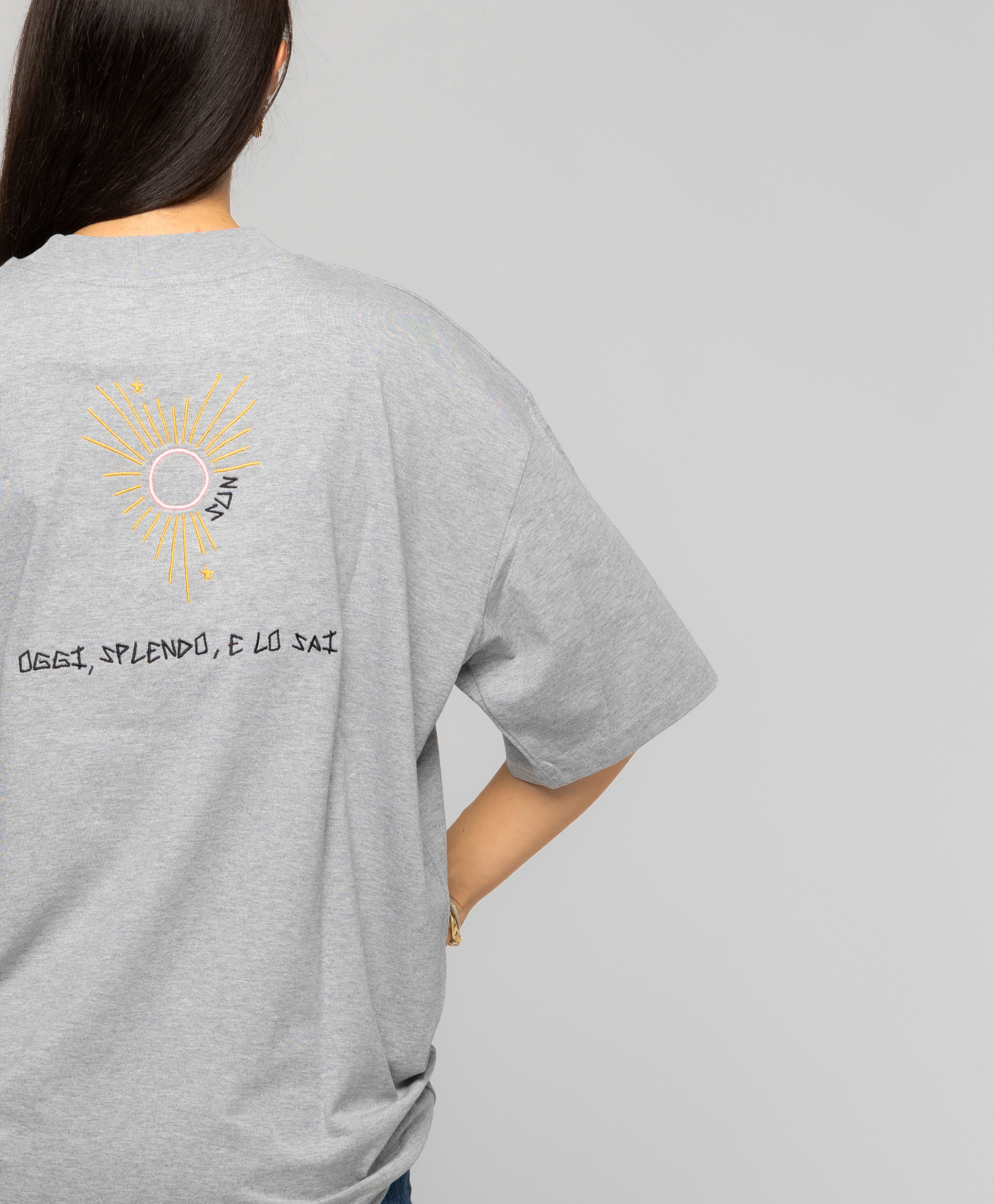 T-Shirt Grigia Ricamata - Giorgia Fratta