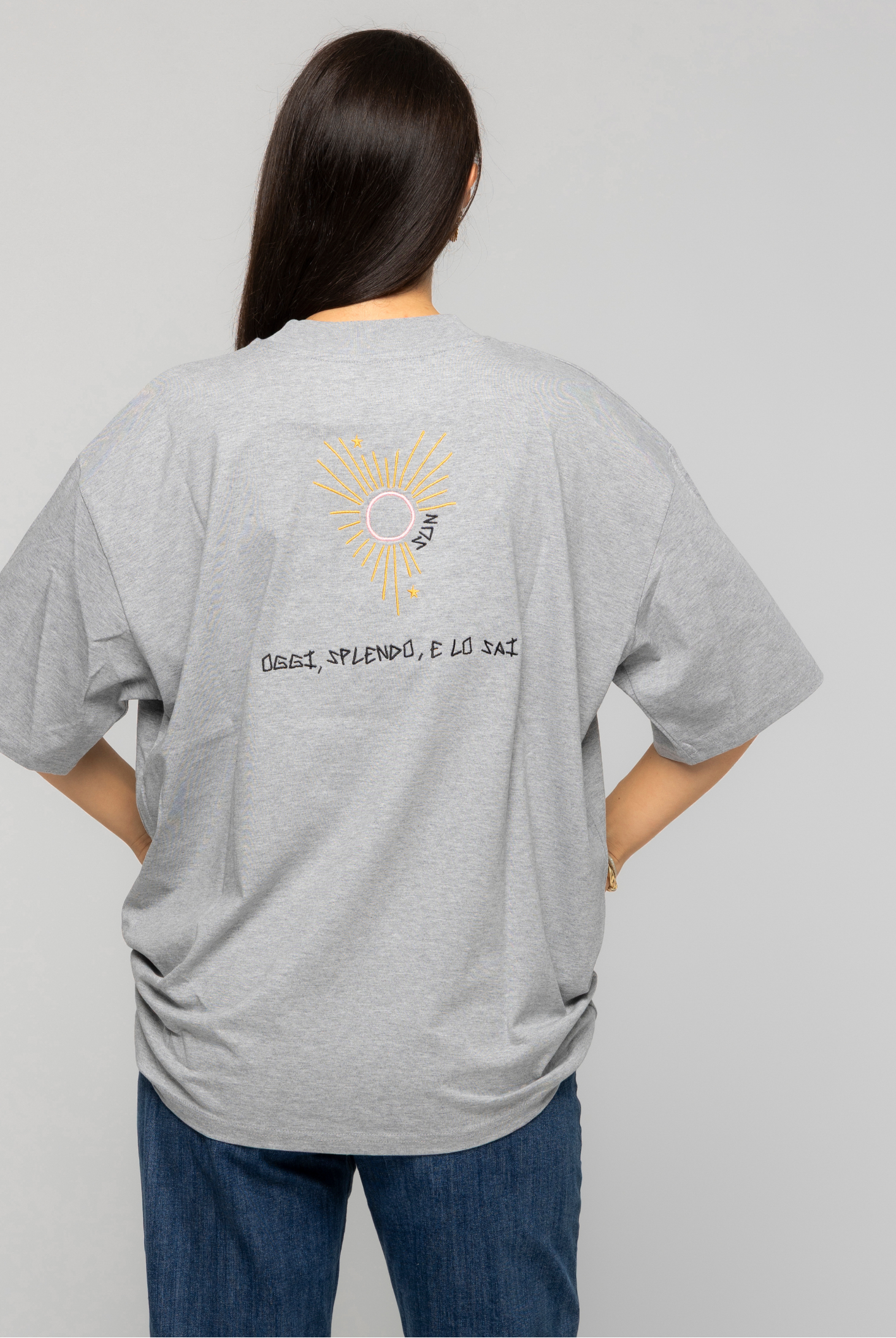 T-Shirt Grigia Ricamata - Giorgia Fratta