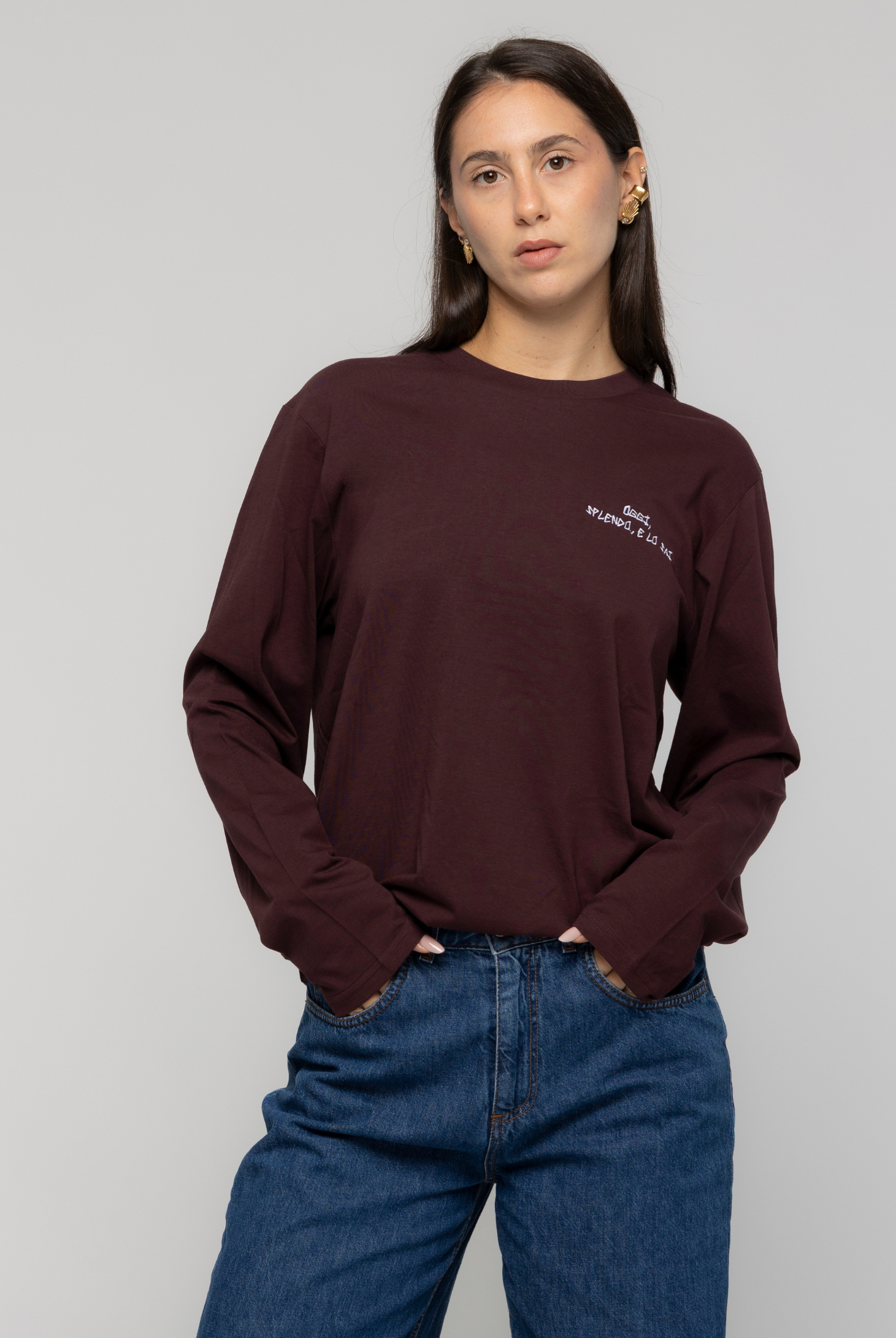 Long Sleeve Red Brown Ricamata - Giorgia Fratta