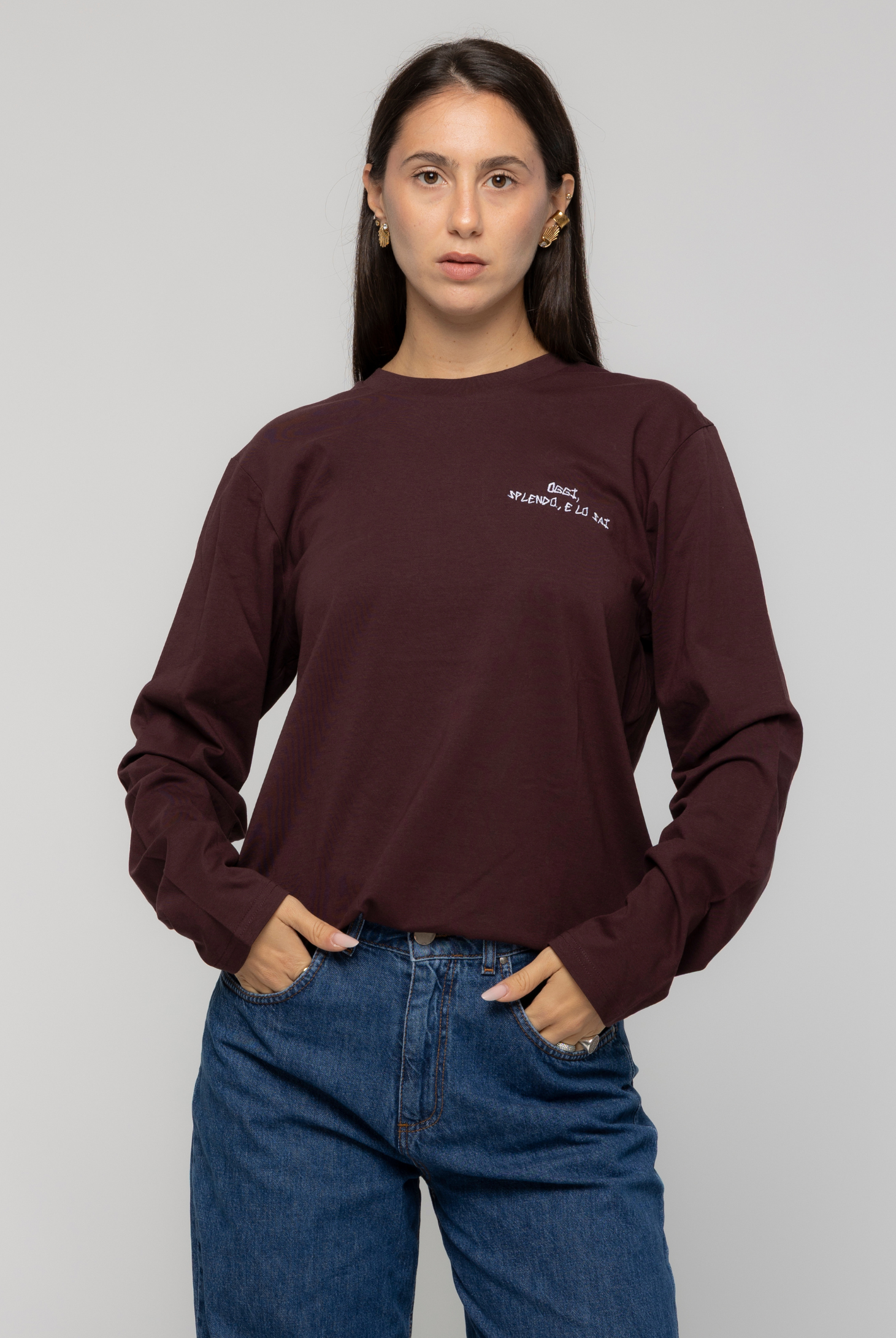Long Sleeve Red Brown Ricamata - Giorgia Fratta