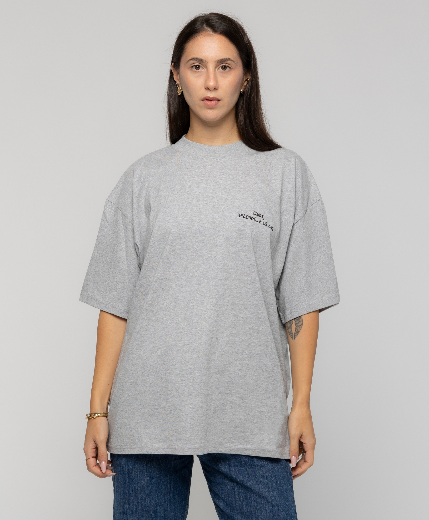 T-Shirt Grigia Ricamata - Giorgia Fratta