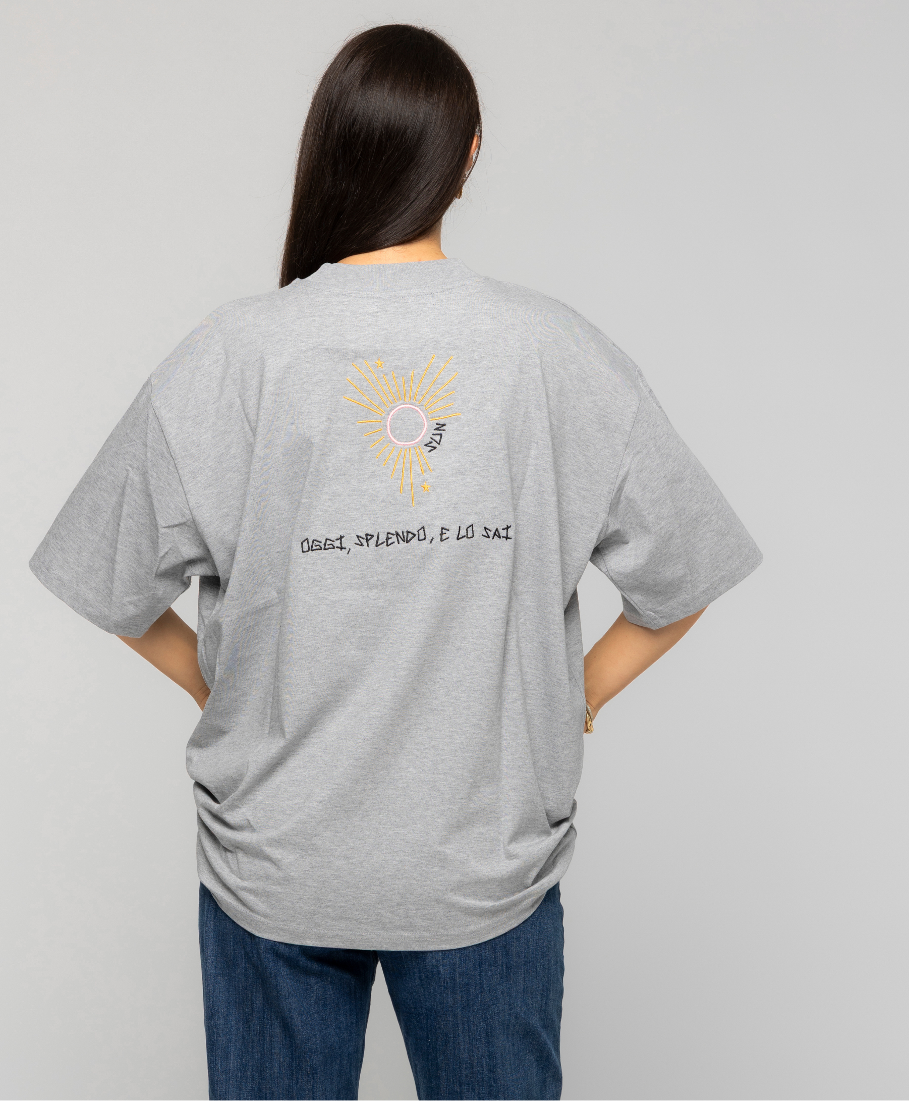 T-Shirt Grigia Ricamata - Giorgia Fratta