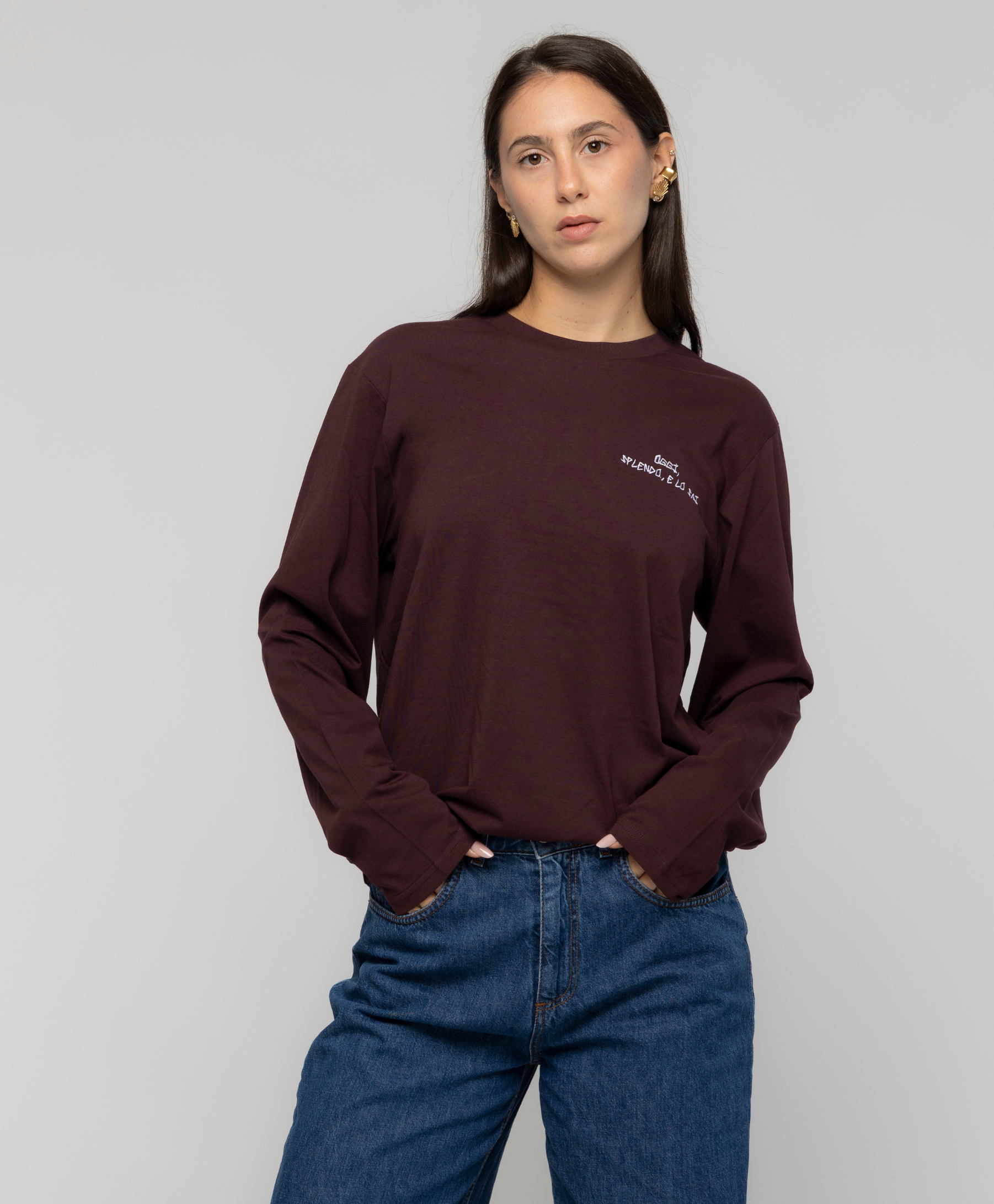 Long Sleeve Red Brown Ricamata - Giorgia Fratta