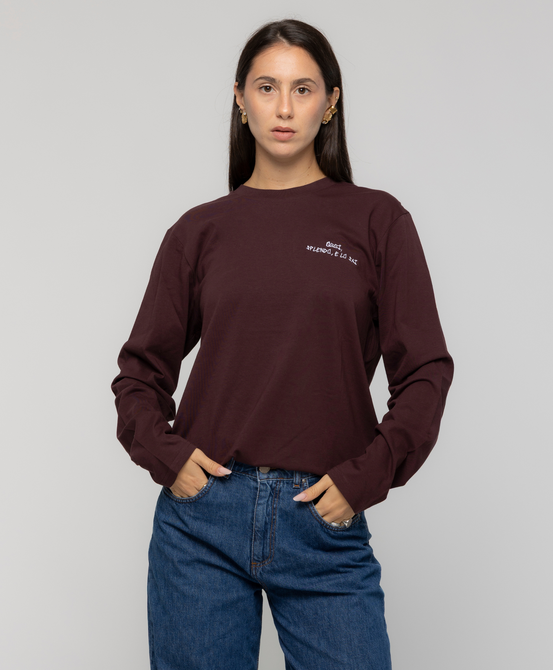Long Sleeve Red Brown Ricamata - Giorgia Fratta